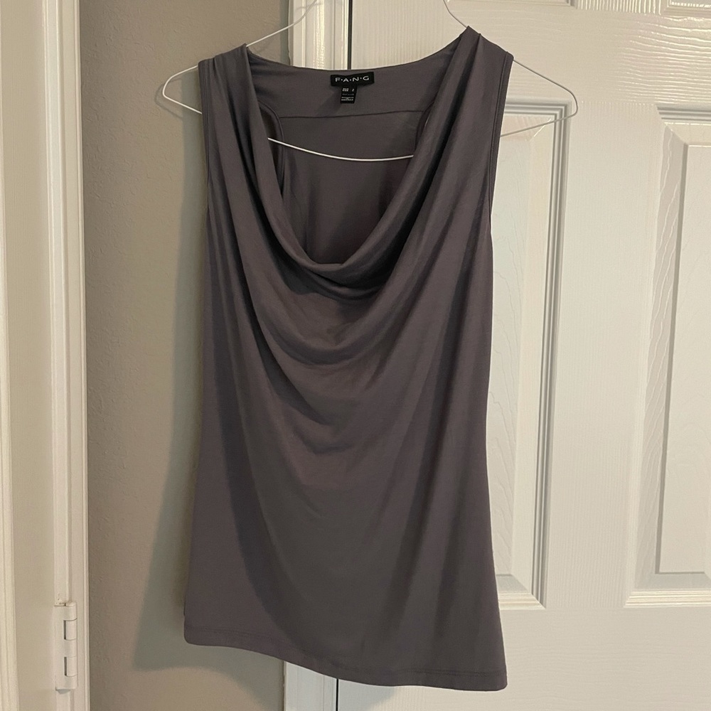 EUC FANG size large Gray tank top with styled front